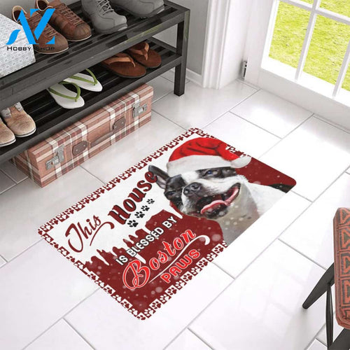 This House Is Blessed By Boston Paws Doormat Welcome Mat Housewarming Gift Home Decor Funny Doormat Gift For Dog Lovers Gift For Christmas