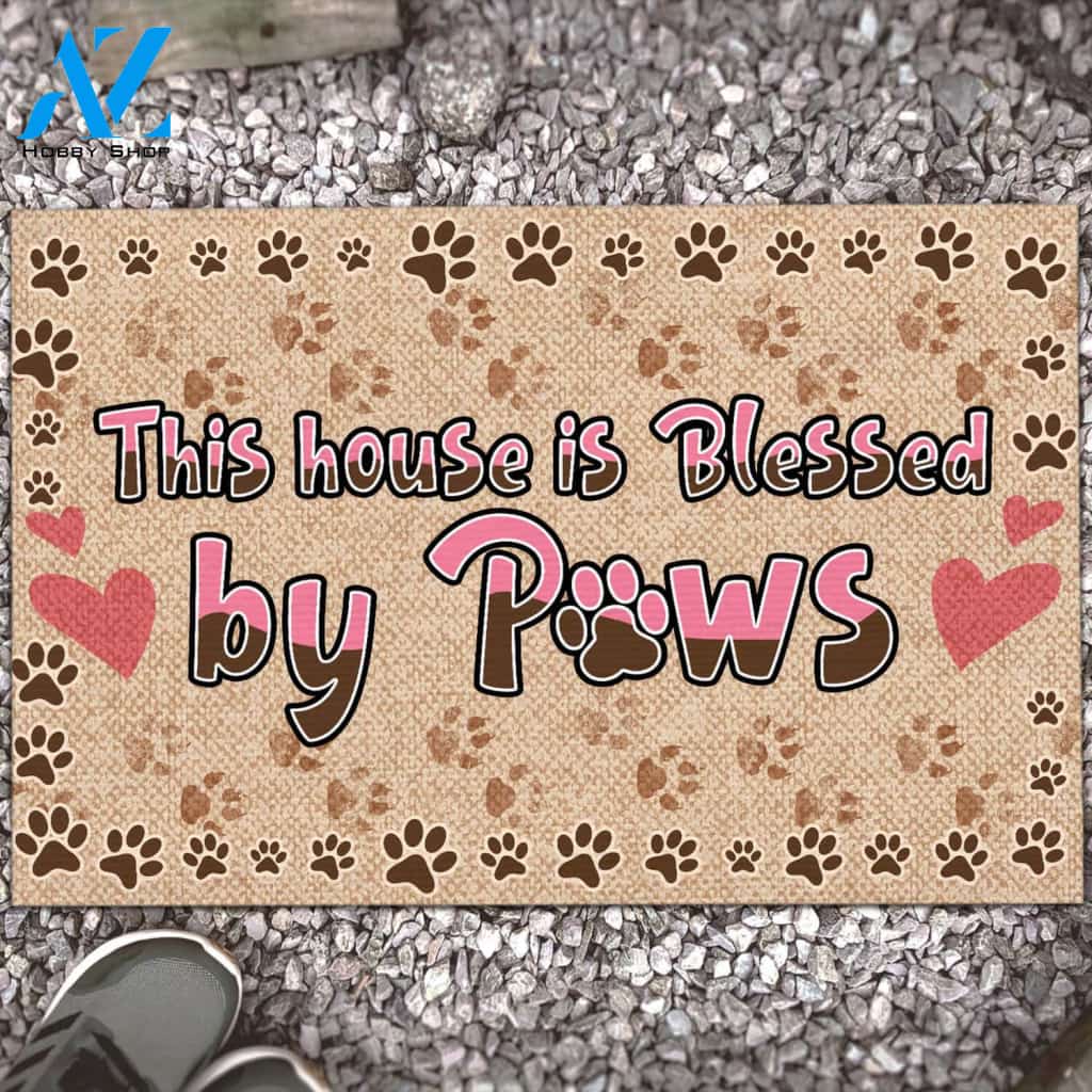 This House Is Blessed By Paws Dog Funny Doormat Gift For Dog Lovers Birthday Gift Home Decor Warm House Gift Welcome Mat