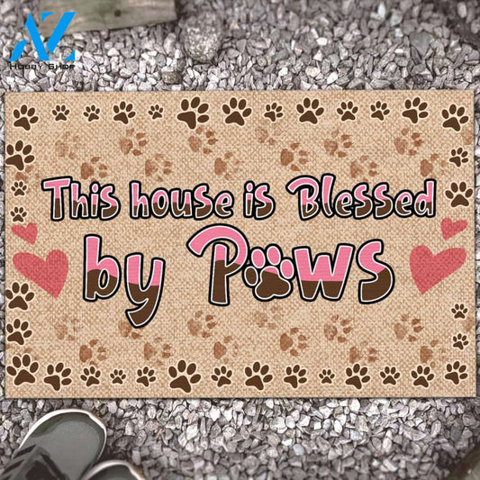 This House Is Blessed By Paws Dog Funny Doormat Gift For Dog Lovers Birthday Gift Home Decor Warm House Gift Welcome Mat