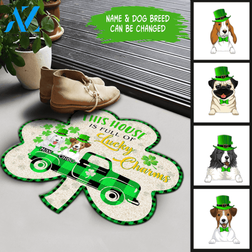 This House Is Full Of Lucky Charms - Personalized Shamrock Shape Doormat