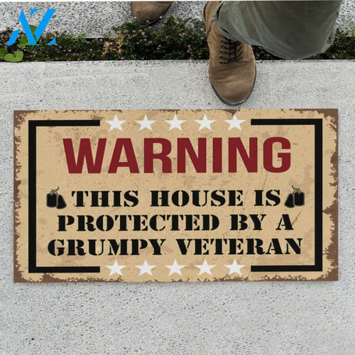 This House Is Protected By A Grumpy Veteran Doormat Welcome Mat Housewarming Gift Home Decor Funny Doormat Gift Idea For Veteran Gift For Friend Gift For Family