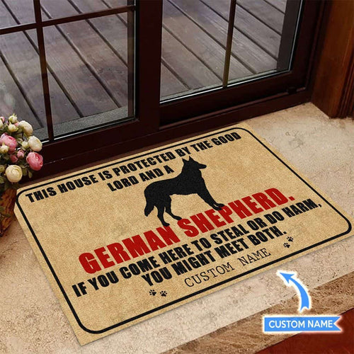 This House Is Protected By German Shepherd Personalized Custom Name Doormat Welcome Mat
