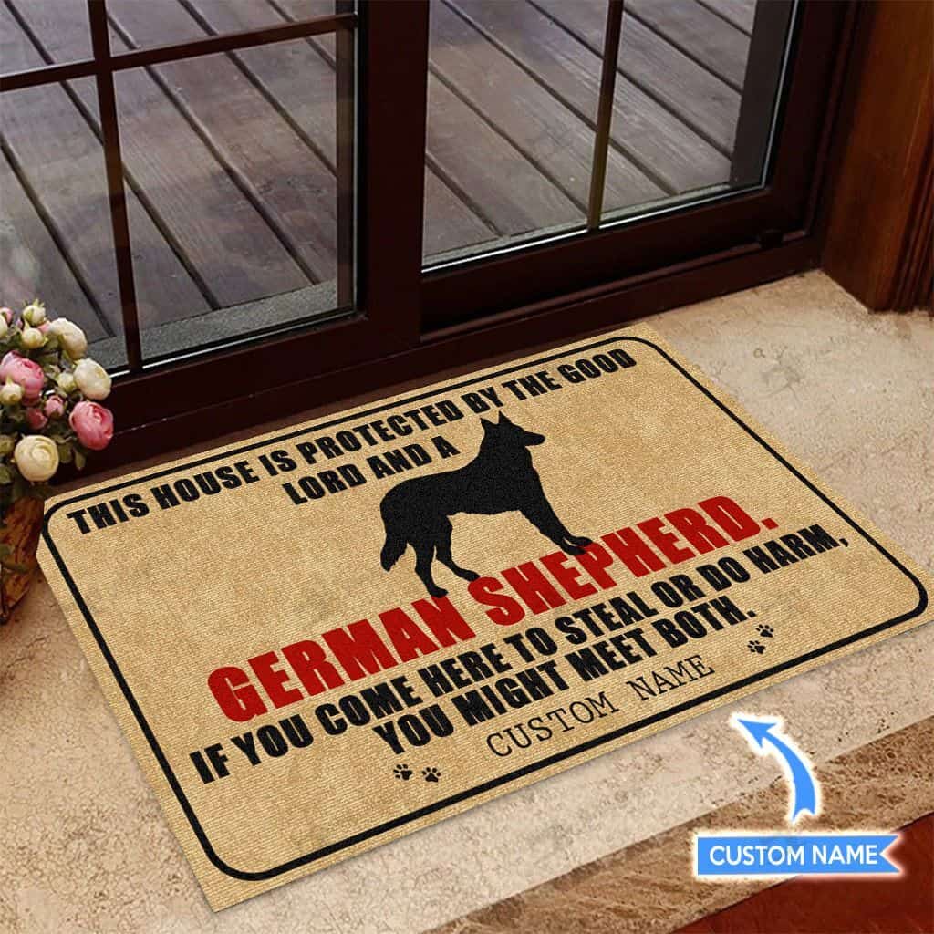 This House Is Protected By German Shepherd Personalized Custom Name Doormat Welcome Mat