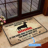 This House Is Protected By God And A Dachshund Personalized Custom Name Doormat Welcome Mat