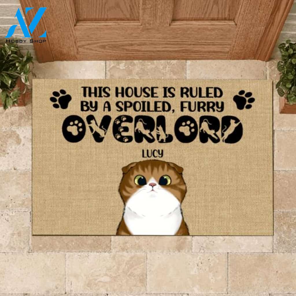 This House Is Ruled By Spoiled Furry Overlords, Cat Lovers, Personalized Doormat