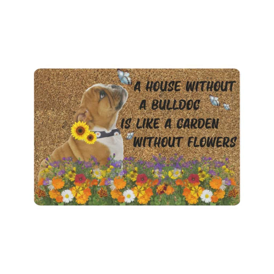 This House Love Bulldog And Flowers Doormat Welcome Mat