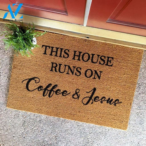 This House Runs On Coffee And Jesus CLA1710016D Doormat