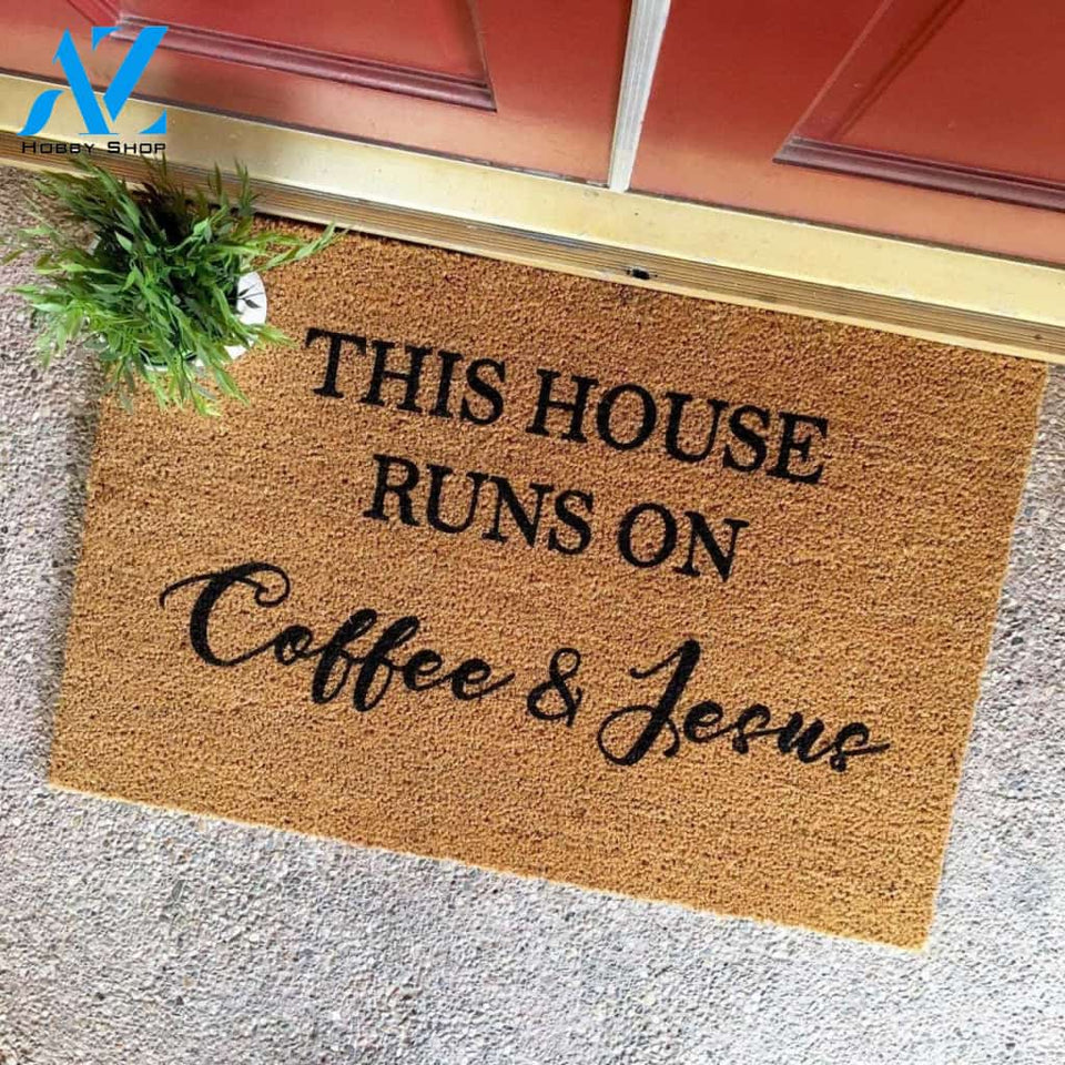 This House Runs On Coffee And Jesus CLA1710016D Doormat