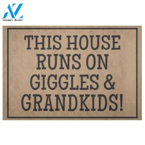 This House Runs On Giggles And Grandkids Doormat Welcome Mat House Warming Gift Home Decor Funny Doormat Gift Idea