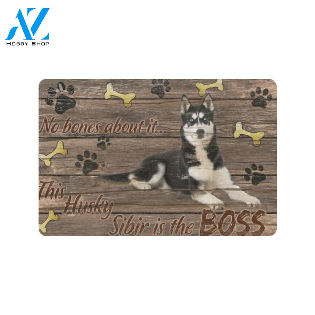 This Husky Is The Boss Doormat, Gift For Husky Dog lovers, Gift For Family Friends Home Decor Warm House Gift Welcome Mat