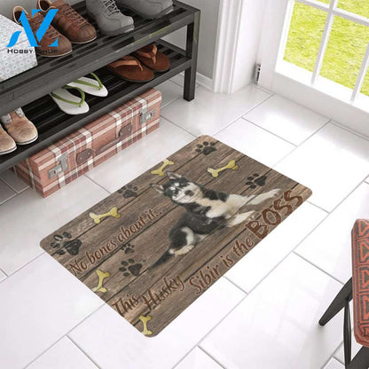 This Husky Is The Boss Doormat, Gift For Husky Dog lovers, Gift For Family Friends Home Decor Warm House Gift Welcome Mat
