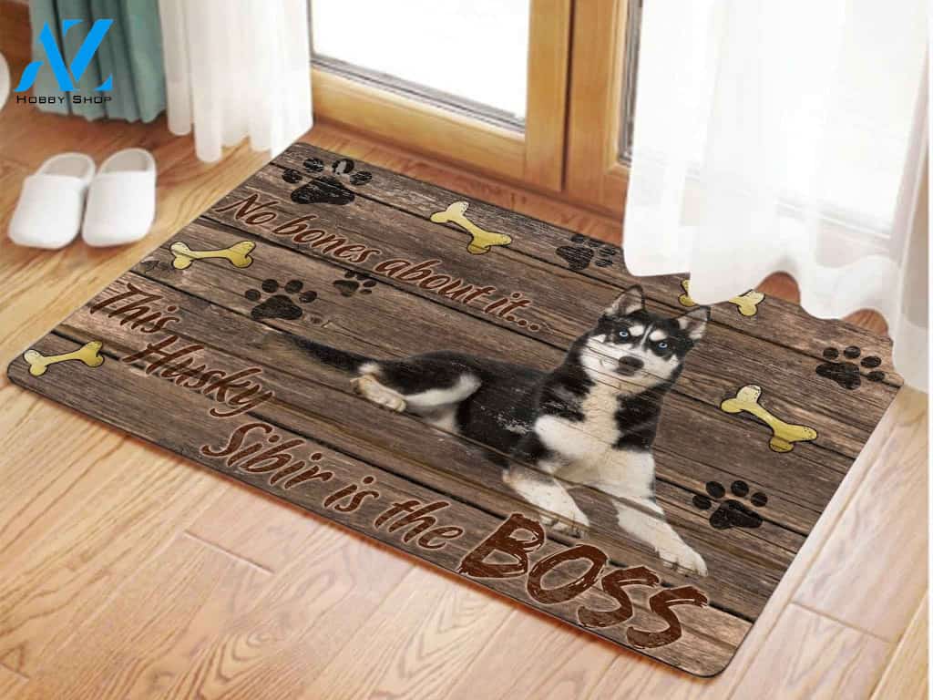 This Husky Is The Boss Doormat, Gift For Husky Dog lovers, Gift For Family Friends Home Decor Warm House Gift Welcome Mat