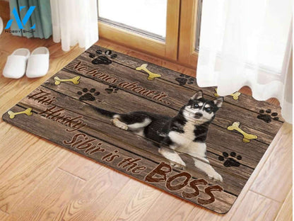 This Husky Is The Boss Doormat, Gift For Husky Dog lovers, Gift For Family Friends Home Decor Warm House Gift Welcome Mat
