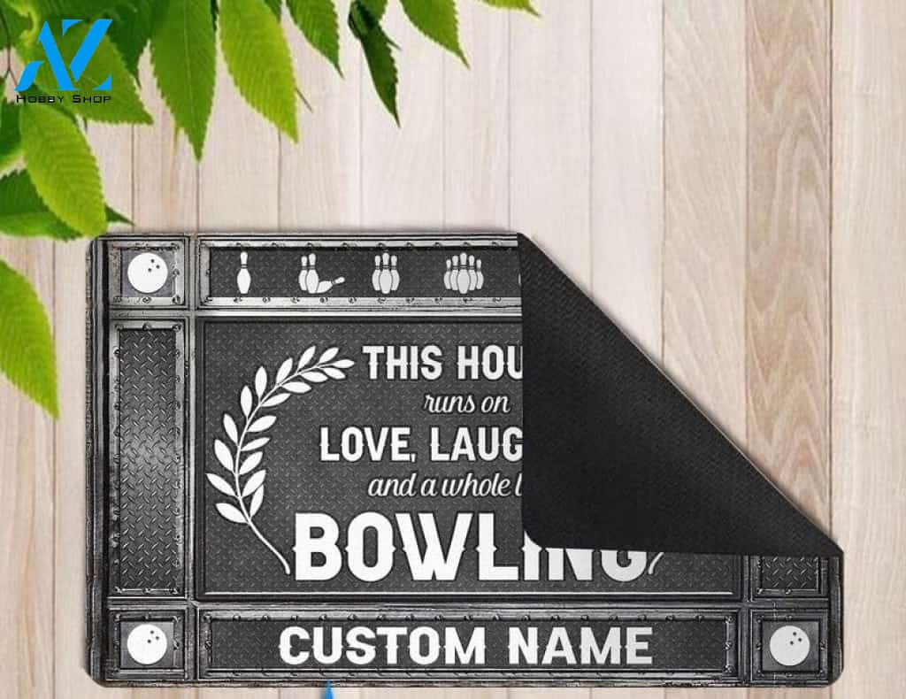 This Is House Runs On Bowling Funny Personalized Doormat Gift For Bowling Lovers Birthday Gift Home Decor Warm House Gift Welcome Mat
