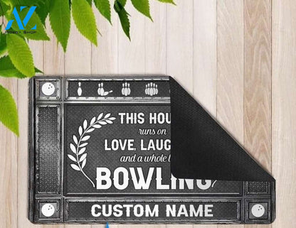 This Is House Runs On Bowling Funny Personalized Doormat Gift For Bowling Lovers Birthday Gift Home Decor Warm House Gift Welcome Mat