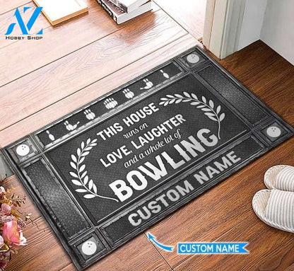 This Is House Runs On Bowling Funny Personalized Doormat Gift For Bowling Lovers Birthday Gift Home Decor Warm House Gift Welcome Mat