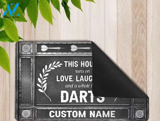 This Is House Runs On Darts Funny Personalized Doormat Gift For Darts Lovers Birthday Gift Home Decor Warm House Gift Welcome Mat