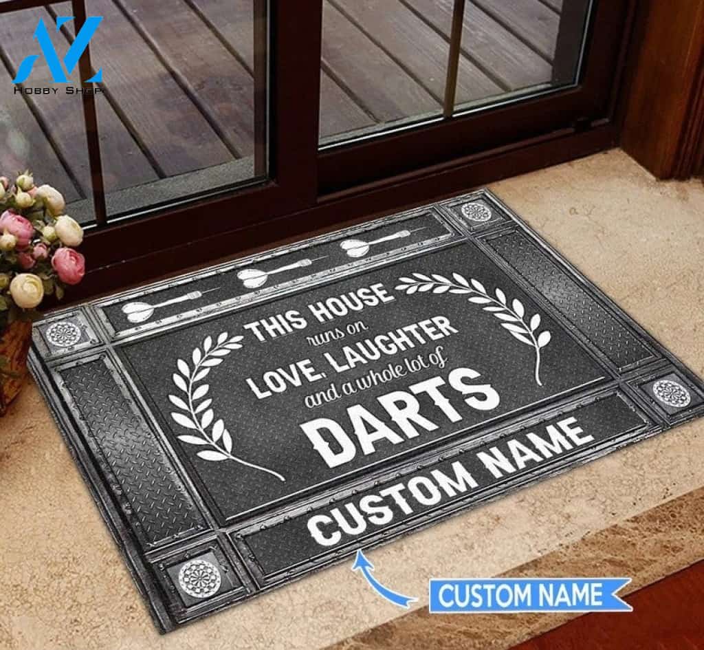This Is House Runs On Darts Funny Personalized Doormat Gift For Darts Lovers Birthday Gift Home Decor Warm House Gift Welcome Mat
