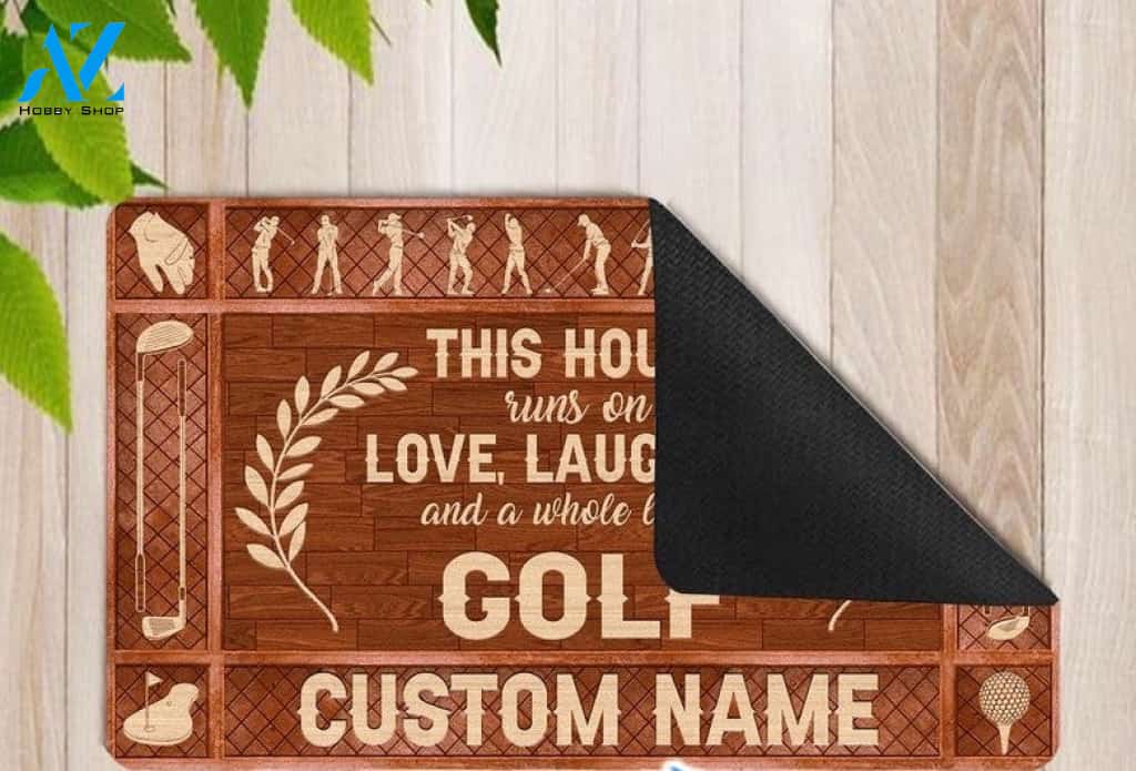 This Is House Runs On Golf Funny Personalized Doormat Gift For Golf Lovers Birthday Gift Home Decor Warm House Gift Welcome Mat