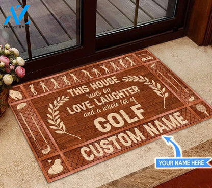 This Is House Runs On Golf Funny Personalized Doormat Gift For Golf Lovers Birthday Gift Home Decor Warm House Gift Welcome Mat