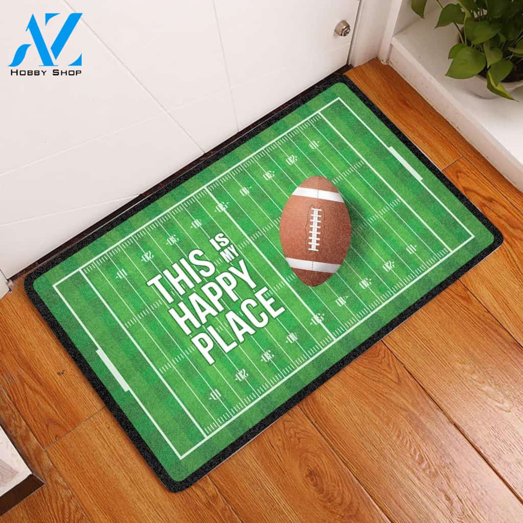 This Is My Happy Place - Amazing Football Doormat Welcome Mat House Warming Gift Home Decor Funny Doormat Gift Idea