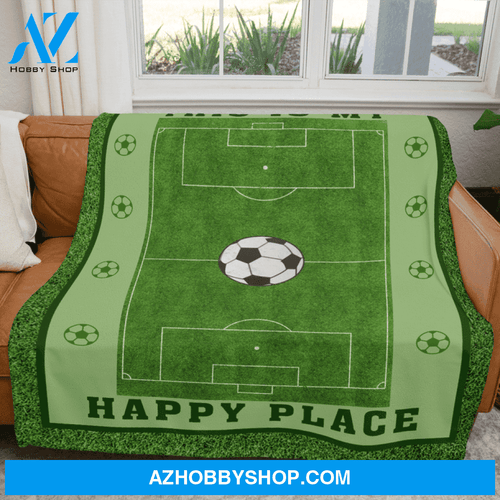 This Is My Happy Place Soccer Blanket Gift for Soccer Lovers Birthday Gift Home Decor Bedding Couch Sofa Soft and Comfy Cozy