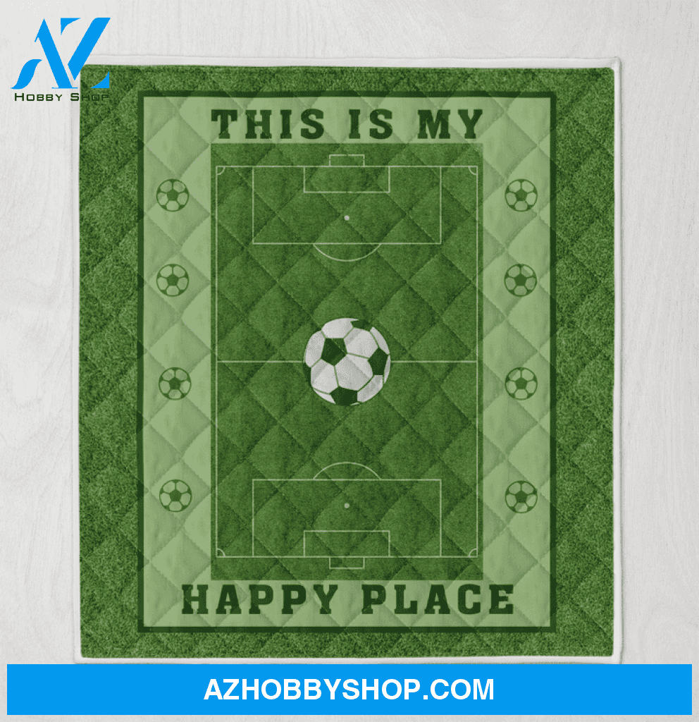 This Is My Happy Place Soccer Blanket Gift for Soccer Lovers Birthday Gift Home Decor Bedding Couch Sofa Soft and Comfy Cozy