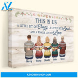 This Is Us A Little Bit Crazy, A Whole Lot Of Love - Personalized Canvas - Christmas Gift Family Canvas For Dad, Mom, Brothers, Sisters - Family Hugging