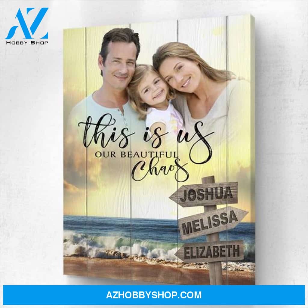 This Is Us- Coastal Surf Traveler Personalized Photo Memorial Canvas, Canvas Wall Art Gift for Family