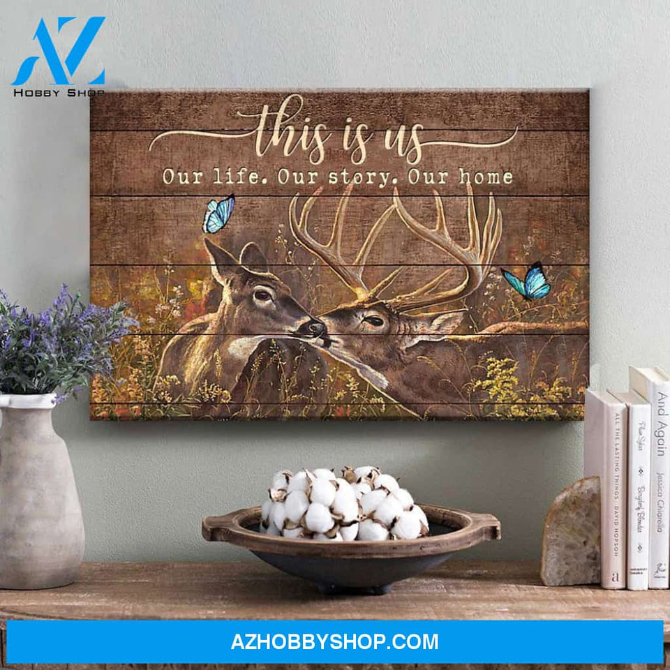 This Is Us Deer Couple Canvas Gift For Couple