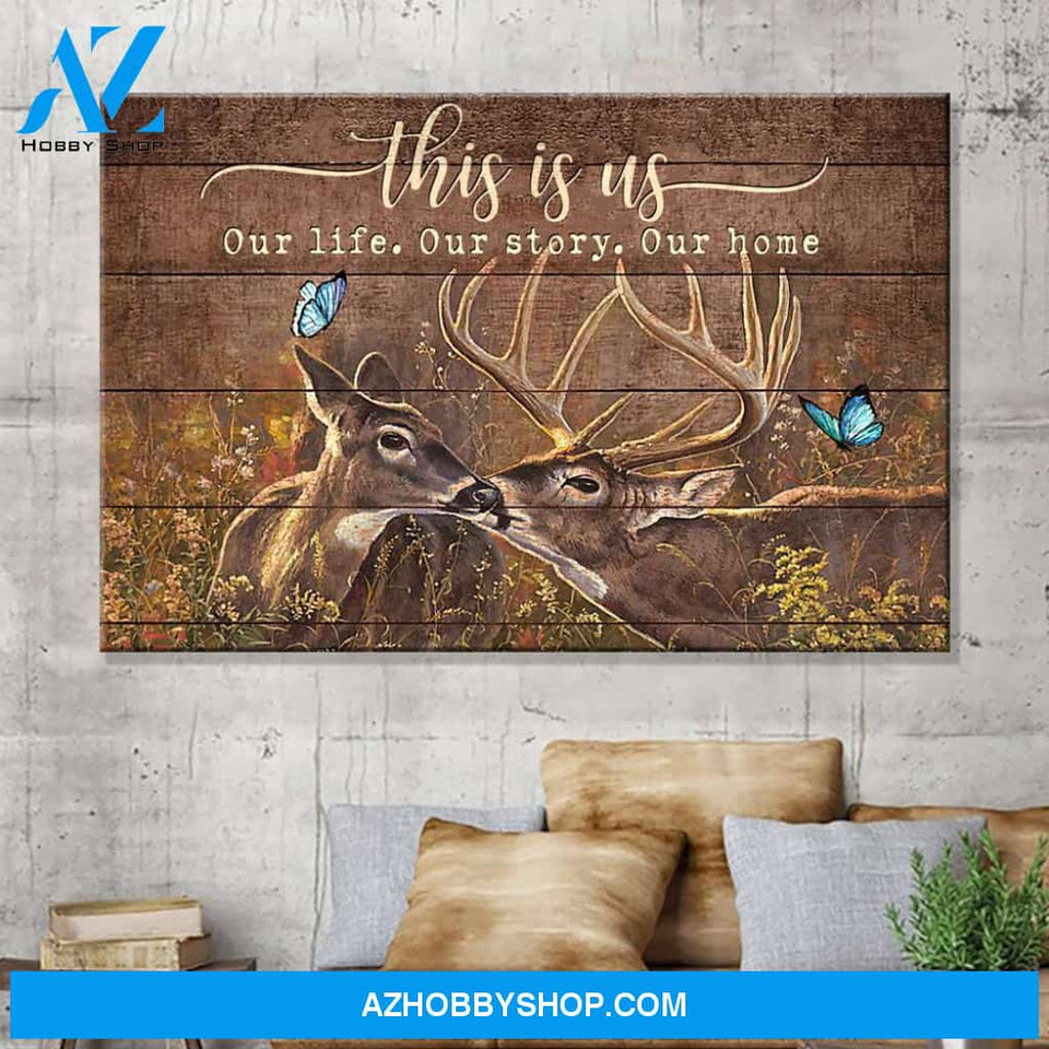 This Is Us Deer Couple Canvas Gift For Couple
