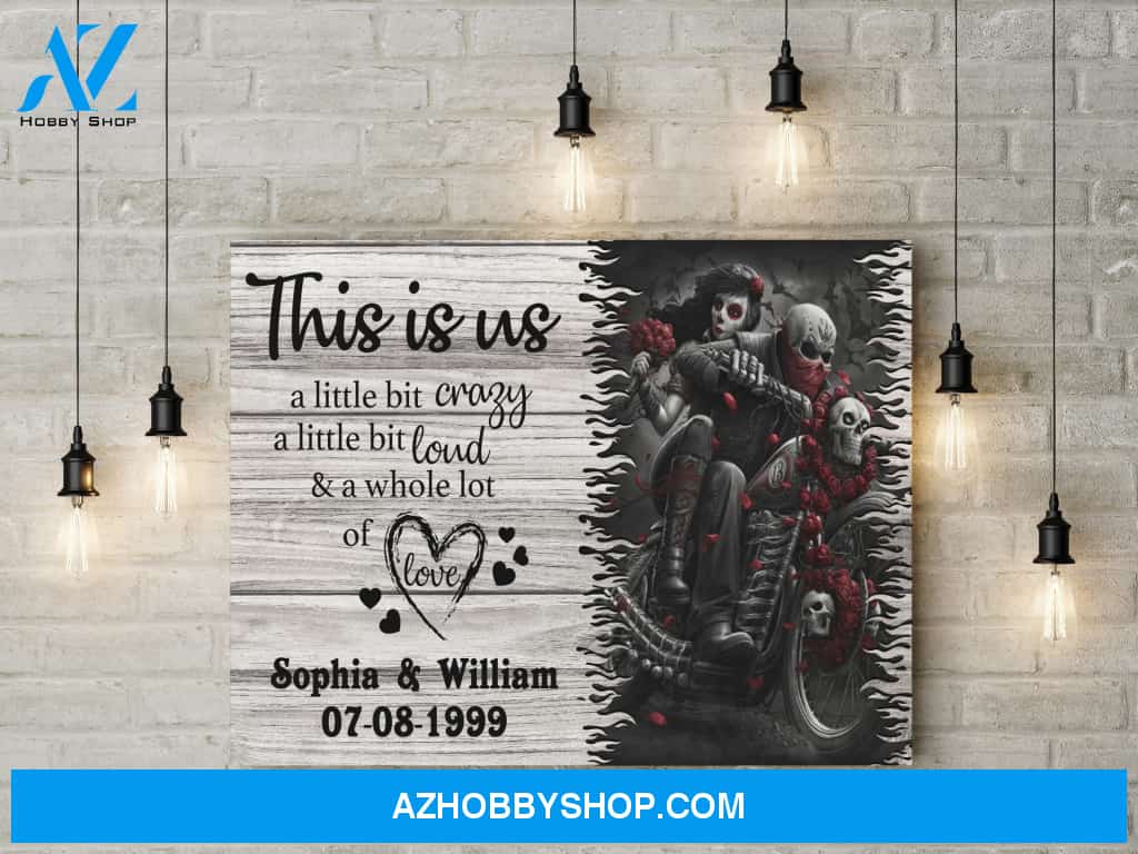 This is us - motorcycle riding skull - Personalized Canvas