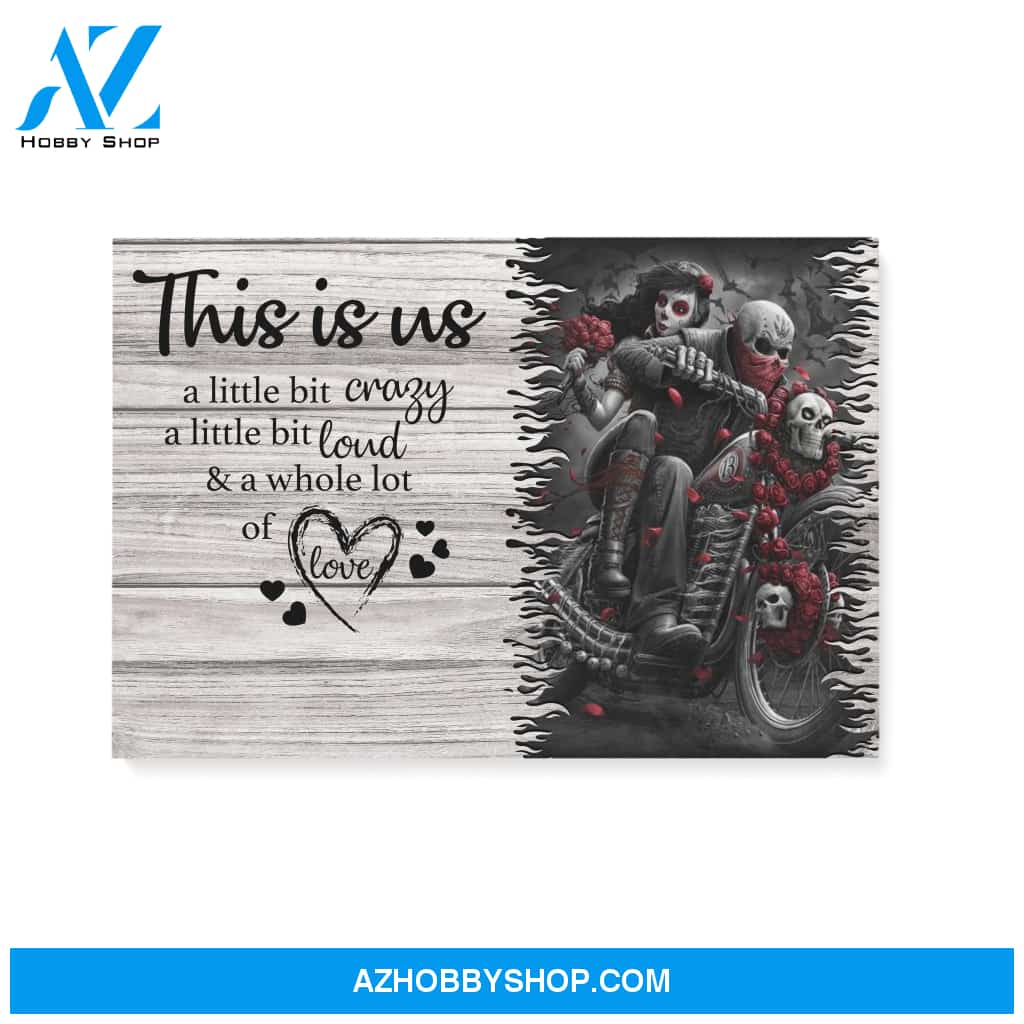 This is us - motorcycle riding skull - Personalized Canvas