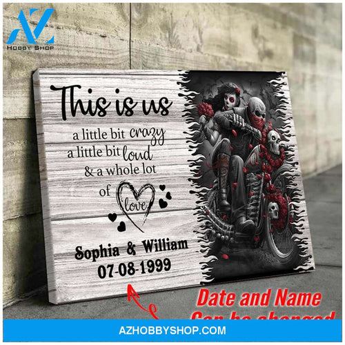 This is us - motorcycle riding skull - Personalized Canvas
