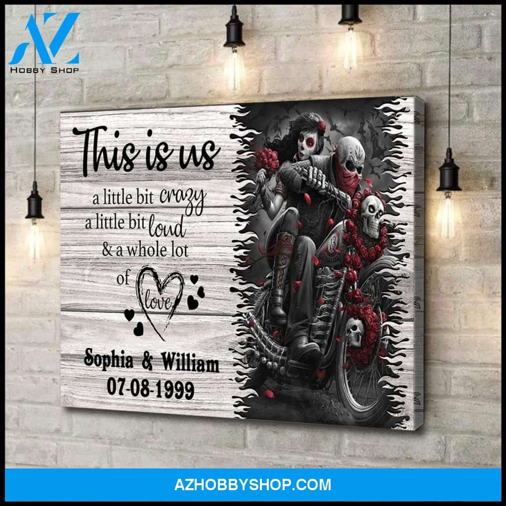 This is us - motorcycle riding skull - Personalized Canvas