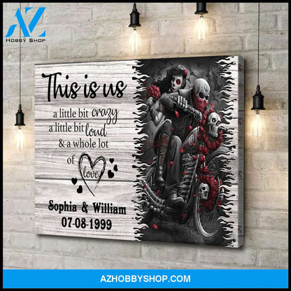 This is us - motorcycle riding skull - Personalized Canvas