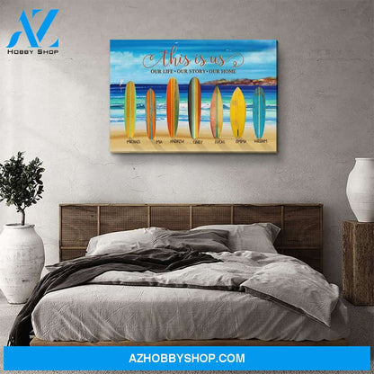 This Is Us Surfboard Family - Personalized Custom Name Canvas