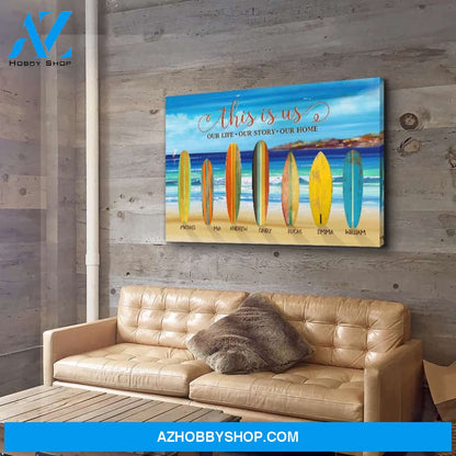 This Is Us Surfboard Family - Personalized Custom Name Canvas