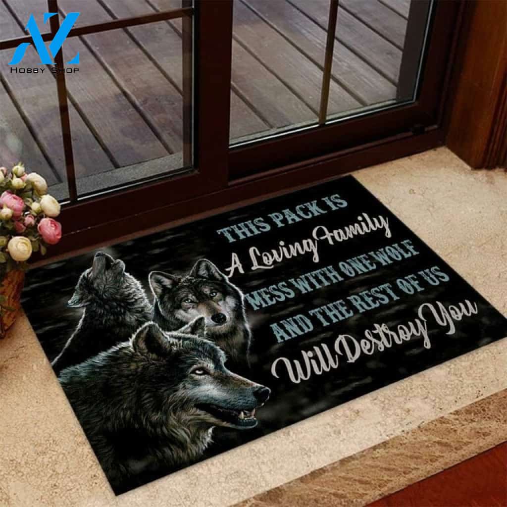This Pack Is A Loving Family Wolf Doormat