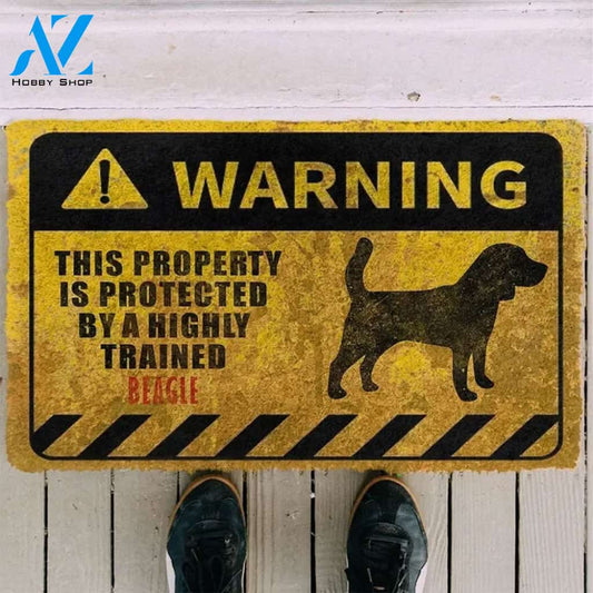 This Property Is Protected By A Highly Trained Beagle Indoor and Outdoor Doormat Warm House Gift Welcome Mat Gift for Friend Family