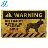 This Property Is Protected By A Highly Trained French Bulldog Indoor and Outdoor Doormat Warm House Gift Welcome Mat Gift for Friend Family
