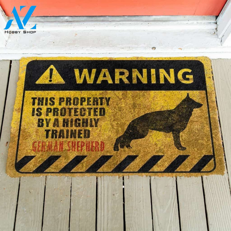 This Property Is Protected By A Highly Trained German Shepherd Doormat | Welcome Mat | House Warming Gift