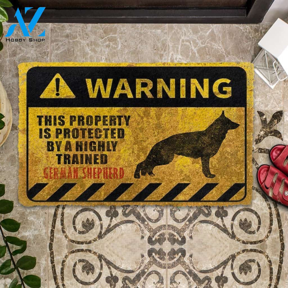 This Property Is Protected By A Highly Trained German Shepherd Doormat | Welcome Mat | House Warming Gift