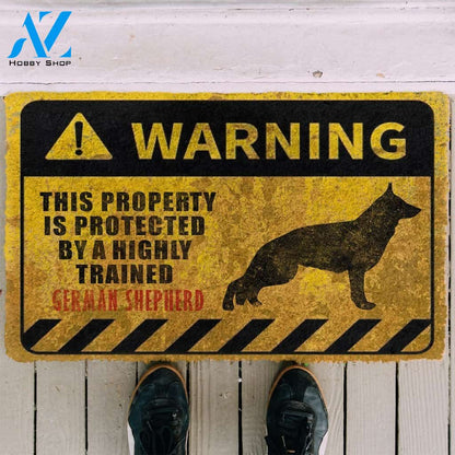This Property Is Protected By A Highly Trained German Shepherd Doormat | Welcome Mat | House Warming Gift