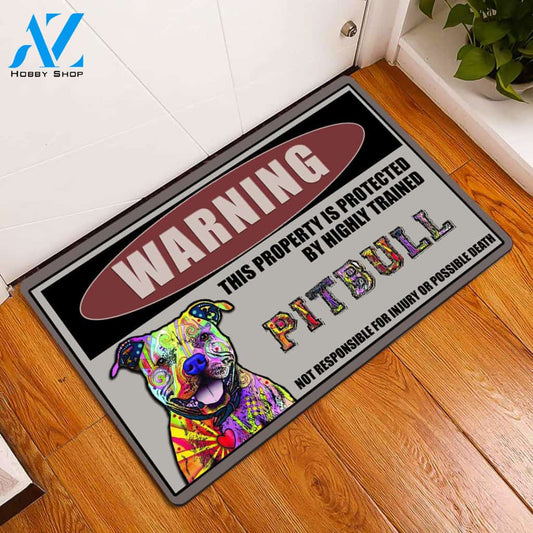 This Property Is Protected By Highly Trained Doormat Welcome Mat House Warming Gift Home Decor Gift for Dog Lovers Funny Doormat Gift Idea