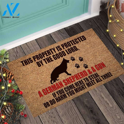 This Property Is Protected German Shepherd Dog Easy Clean Welcome Doormat - Welcome Mat - Home Decor