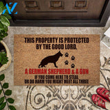 This Property Is Protected – German Shepherd Dog Easy Clean Welcome DoorMat | Felt And Rubber | 40x60 cm | 45x75 cm | 60x90 cm | Colorful | DO1251