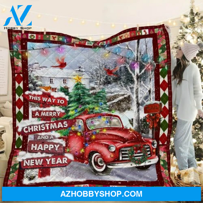 This Way To A Merry Christmas And A Happy New Year Blanket Gift For Friend Family Home Decor Bedding Couch Sofa Soft and Comfy Cozy