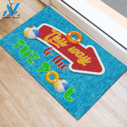 This Way To The Pool Doormat Welcome Mat House Warming Gift Home Decor Funny Doormat Gift Idea