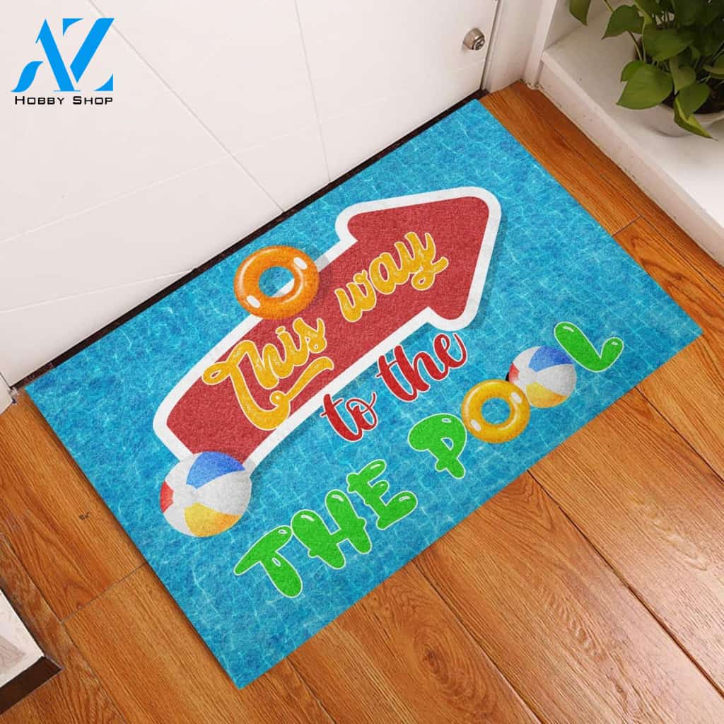 This Way To The Pool Doormat Welcome Mat House Warming Gift Home Decor Funny Doormat Gift Idea